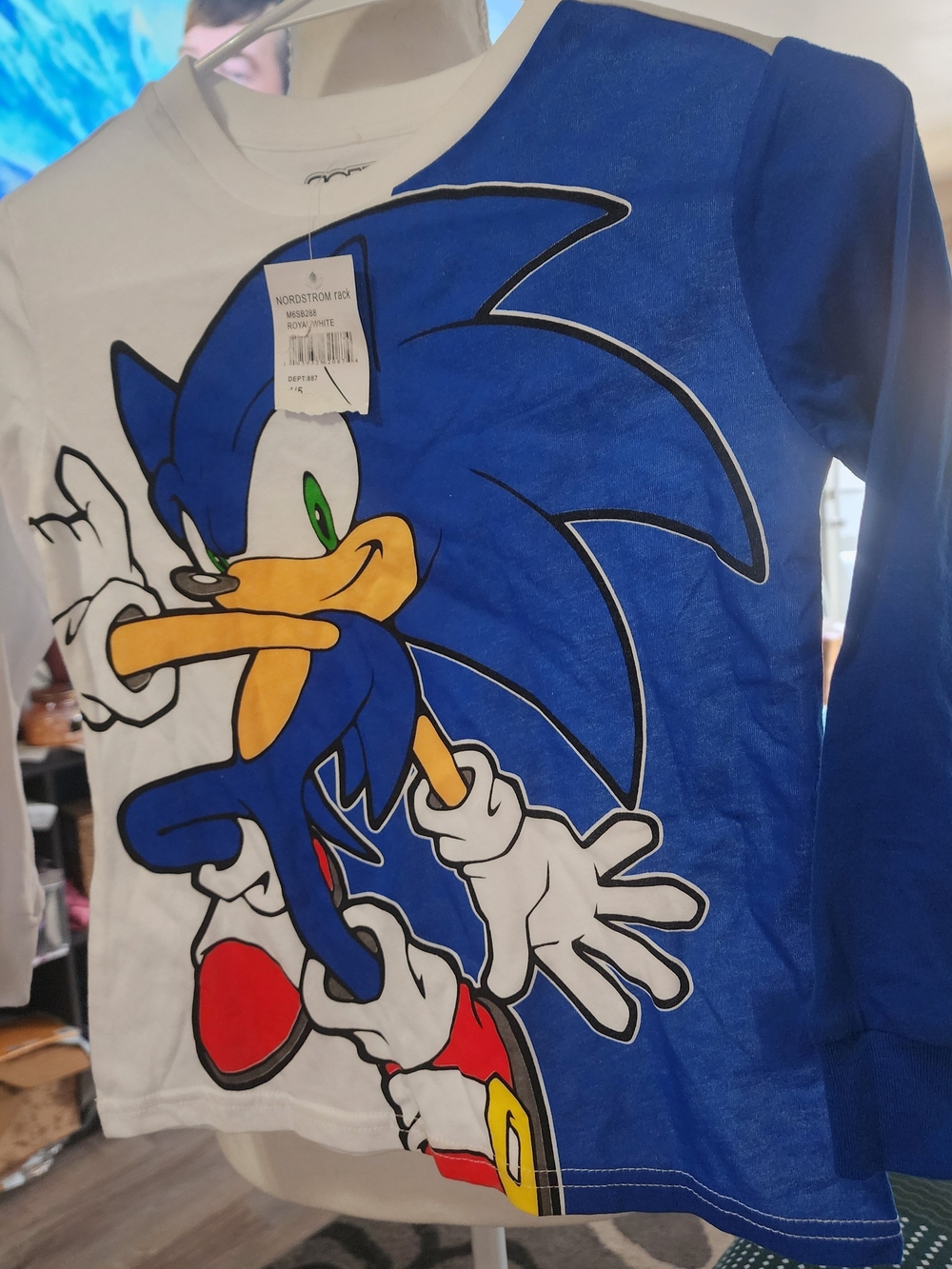 Kids Sonic the Hedgehog Blue & White Long Sleeve Shirt Sz 4/5 NWT